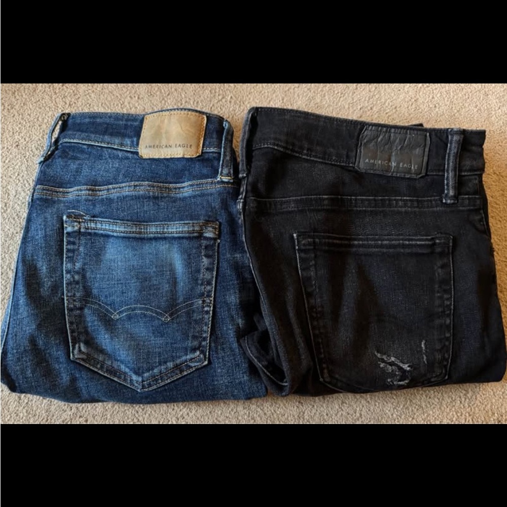 American Eagle Outfitters Men's Denim and Charcoal Jeans